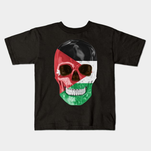 Jordan Flag Skull - Gift for Jordanian With Roots From Jordan Kids T-Shirt by Country Flags